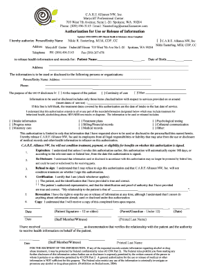 Authorization for Use or Release of Information
