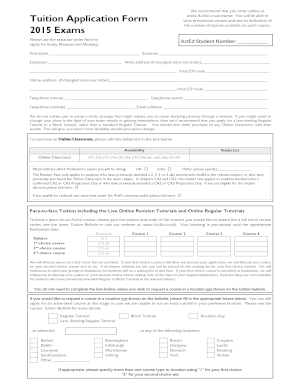 ActEd Tuition Application Form
