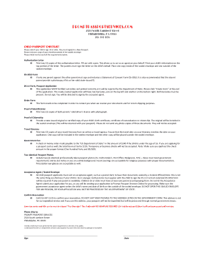 US Child Passport Application Checklist