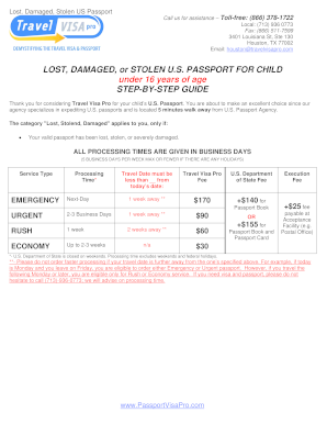 US Passport Replacement Form for Children