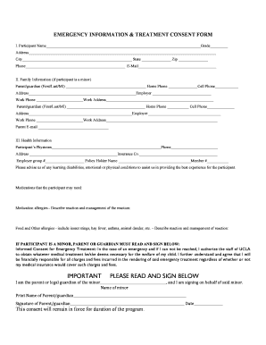 Emergency Information and Treatment Consent Form