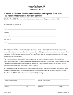 IRS Tax Return Information Disclosure Consent Form