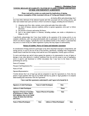 Towing Activity Liability Waiver Form