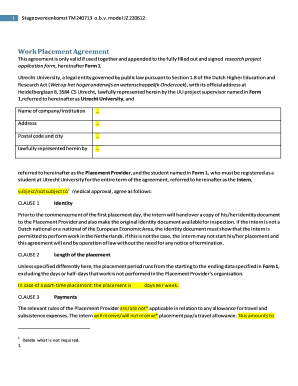 Work Placement Agreement