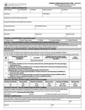 Unified Carrier Registration Form 2015