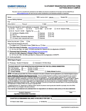 VA Student Registration Intention Form