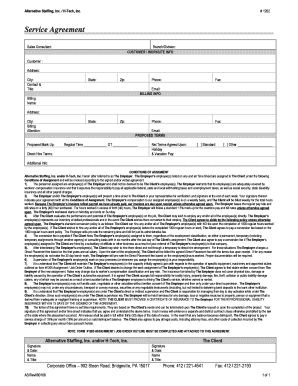 Service Agreement for Staffing
