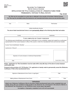 Oklahoma Manufactured Home Title Cancellation Form