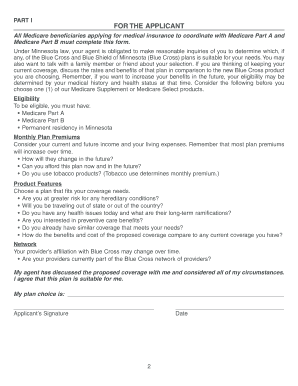 Blue Cross Medicare Insurance Suitability Form