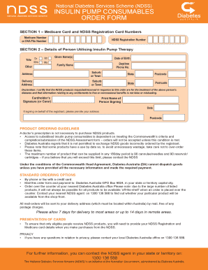 National Diabetes Services Scheme Insulin Pump Consumables Order Form