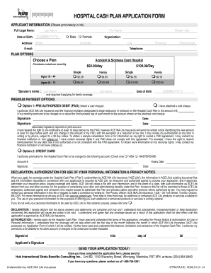 Hospital Cash Plan Application Form