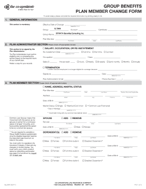 Group Benefits Plan Member Change Form