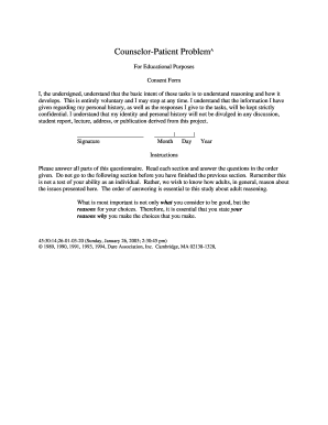 Counselor-Patient Problem Consent Form