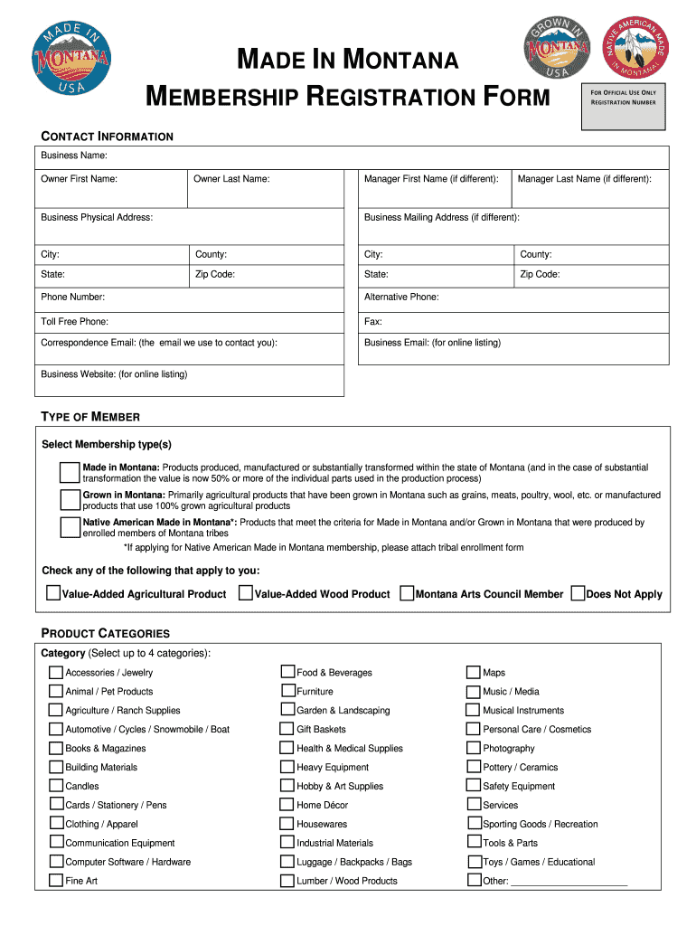Fillable Online Register with Electronic Form Made in Montana Fax