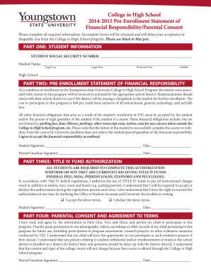 College in High School Financial Responsibility Form