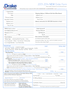 Drake Software 2013 Order Form