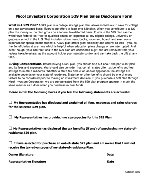 529 Plan Sales Disclosure Form