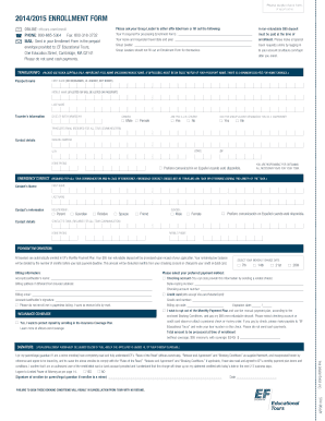 2014/2015 EF Educational Tours Enrollment Form