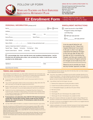 Maryland Supplemental Retirement Plans Enrollment Form