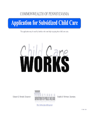 Pennsylvania Subsidized Child Care Application