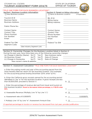 California Tourism Assessment Form