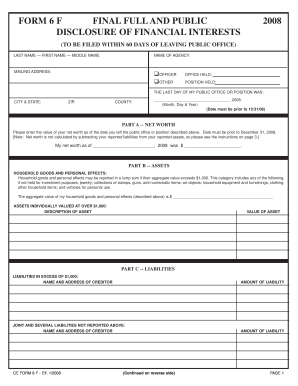 Florida Financial Disclosure Form 6F