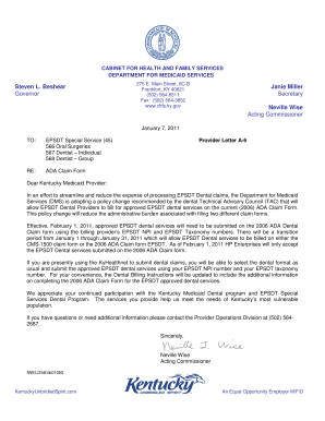 Kentucky Medicaid ADA Dental Claim Form