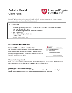 Pediatric Dental Claim Form