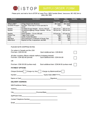IMS Product Order Form