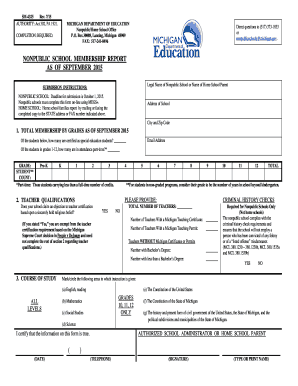 Michigan Nonpublic School Membership Report