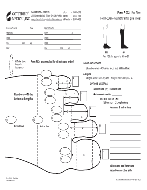 Form F-033 Foot Glove Order