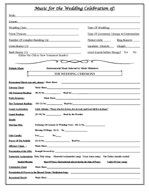 Wedding Ceremony Music Selection Form