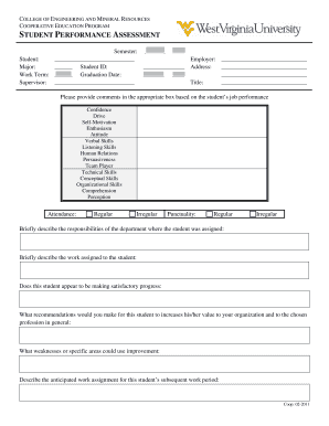 Student Performance Assessment Form