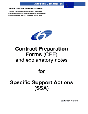 EU Sixth Framework Programme Contract Preparation Form