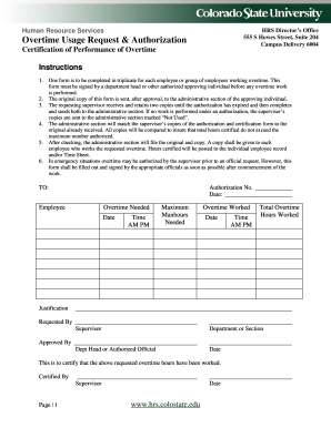 Overtime Authorization Form