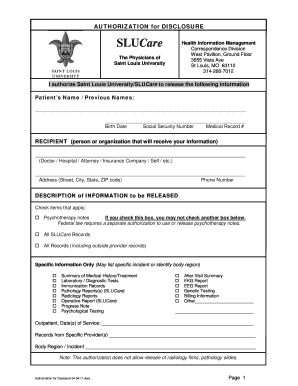 Authorization for Disclosure of Medical Records