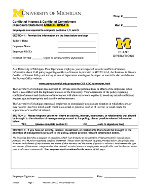 Conflict of Interest Disclosure Form