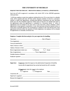 University of Michigan Paid Time Off Request