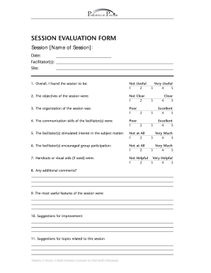 Pediatrics in Practice Session Evaluation Form