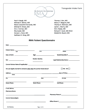 Medical Intake Form - RMANJ