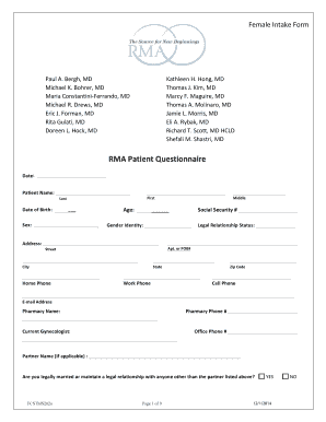 Female Intake Form