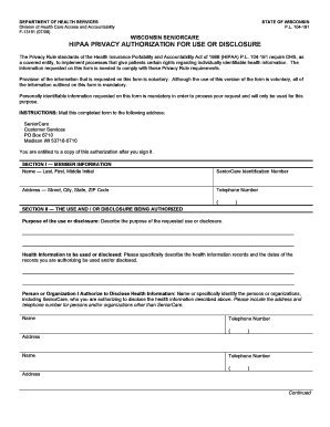 Wisconsin SeniorCare HIPAA Privacy Authorization