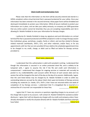 Client Credit Card Authorization Form