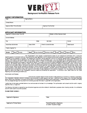 Background Verification Release Form
