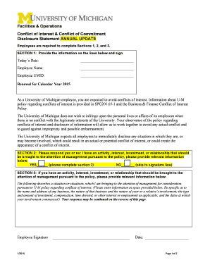 University of Michigan Conflict of Interest Disclosure