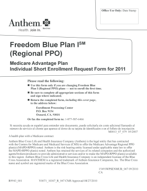 Freedom Blue Plan Medicare Advantage Enrollment Form
