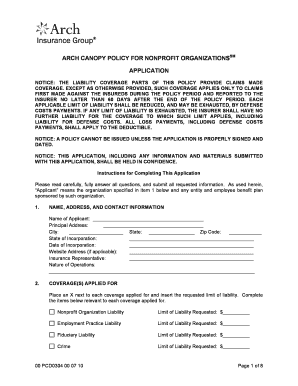 Arch Canopy Policy Application for Nonprofits