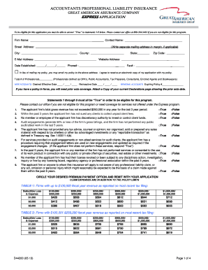 Accountants Professional Liability Insurance Application