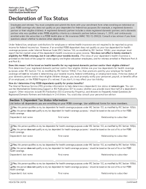 Washington PEBB Declaration of Tax Status Form