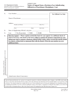US Immigration Appeal Form EOIR-45
